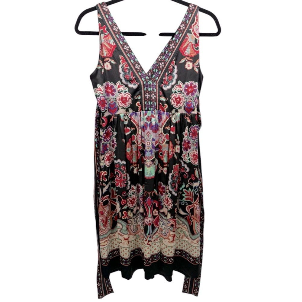 ECI Sleeveless Colorful Floral Print Silk Dress‎ 6